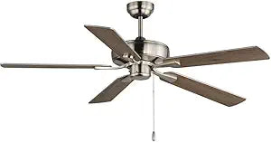 Maxim Lighting Super-Max 52" Ceiling Fan | Satin Nickel Finish | Transitional Indoor Ceiling Fan | Ideal for Bedrooms, Living Rooms & Great Rooms | 88935SN