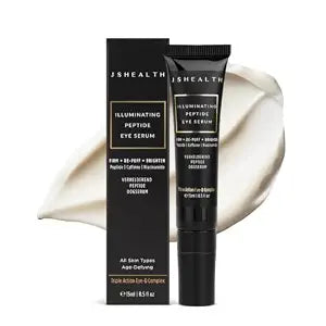 JSHealth Illuminating Peptide Eye Serum. Triple Action Eye-Q Complex with Caffeine, Niacinamide, Eyeseryl Peptide. Firms, De-Puffs, Brightens. Vegan (0.5 fl oz)