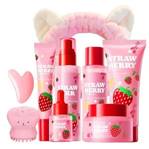 Strawberry Skin Care Set for Kids Girls Teen, 9Pcs Skin Care for Kids 10-12