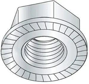 5/8"-18 Hex Flange Locknuts/Serrated/Case Hardended Steel/Zinc Plated (Quantity: 50)