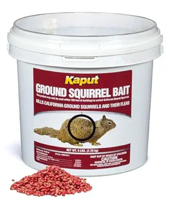 Kaput Ground Squirrel Bait - Effective Fleas & Squirrel Killer with Diphacinone & Imidacloprid - Targeted Pest Control for Outdoor Use, (5 lbs)
