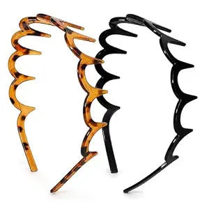 2 Pack 2026 New Upgraded Zig Zag Headbands for Women, Comfortable Non Slip Wavy Comb Headband with Reinforced Flexible Teeth, Fashion Hair Accessories for Slicked Back Styles, Ideal Gifts for Wome