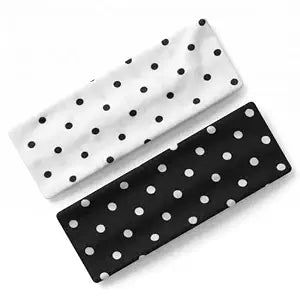 2Pcs Polka Dot Headband, Black White Polka Dot Elastic Headband
