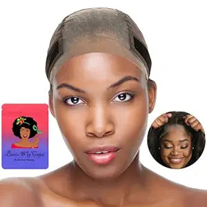 Lace Wig Grip Cap for Women 4x5 Transparent Lace Wig Caps Non Slip Wig Gripper for Keeping Wigs In Place Adjustable Wig Cap(Brown,Medium)