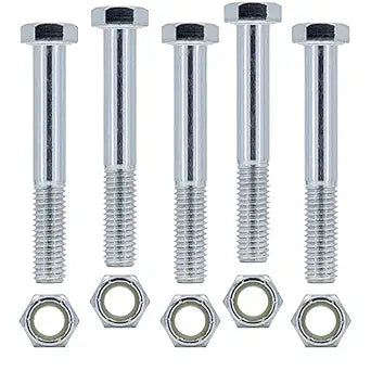 Grade 2 Shear Bolts for Rotary Cutters 1/2" x 3-1/2" with Nylock Nuts - 5 Pack