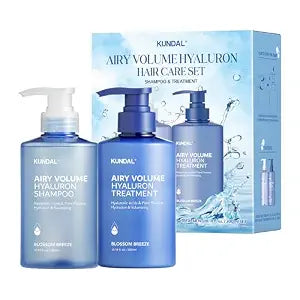 KUNDAL Airy Volume Hyaluron Korean Hair Care Shampoo and Conditioner Set, Blossom Breeze