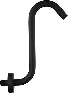 Shower Head Extension Arm,10 Inch High Rise Shower Arm with Flange,S" Shaped Shower Head Extension, Standard 1/2" Connection Matte Black Finish