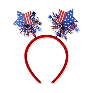 4th of July Headband Independence Day Hair Accessories Patriotic Party Hair Supplies USA Flag Star Design Blue Red Ribbon Stars Hair Decoration Hair Hoop for Women
