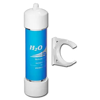 IPW Industries Inc-H2O INTERNATIONAL COUNTERTOP -(H2O-RC) Inline GAC/KDF Icemaker Filter with Quick Connect  Fittings, includes clip