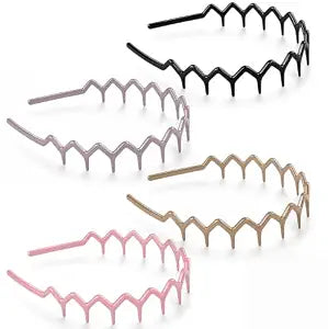 Zig Zag Headbands with Teeth for Women and Men, 4 Pcs