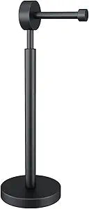 YUMORE Toilet Paper Holder Stand,Freestanding Bathroom Metal Black Matte Tissue Roll Holder for Modern Bathroom