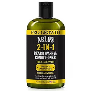 Arlo's Pro-Growth 2-in-1 Beard Wash and Conditioner - Vanilla Sandalwood with Menthol 12 oz