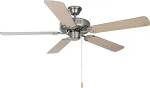 Maxim Lighting Basic-Max 52" Ceiling Fan | Satin Nickel/Silver/Maple Finish | Transitional Indoor Ceiling Fan | Ideal for Bedrooms, Living Rooms & Great Rooms | 89905SNSM