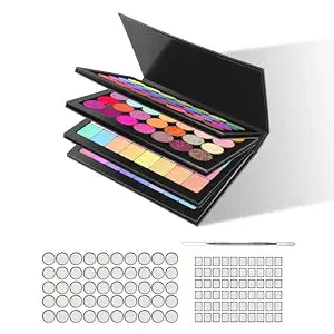 4 layers Empty magnetic Book Shaped palette ï¿½ï¿½ï¿½Black PU leather surfaceï¿½ï¿½ï¿½with Depotting Spatula and 100 piece Me