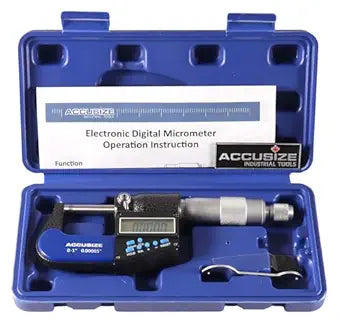 Accusize Industrial Tools 0-1''/0-25 mm by 0.00005''/0.001 mm 7-Key Electronic Digital Micrometer, Water Proof, Ac21-1022