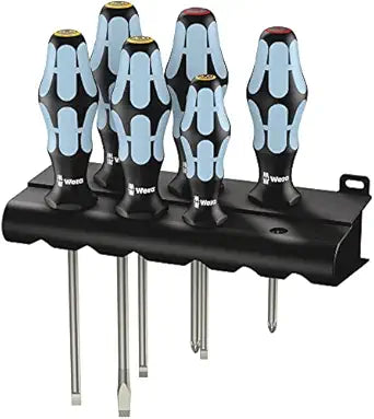 Wera 05032060001 Kraftform Stainless 3334/6 Stainless Steel Slotted/Phillips Screwdriver Set and Rack, 6-Piece