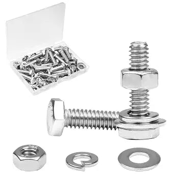 20 Sets 1/4-20 x 1 Hex Head Screw Bolt,Nuts,Flat & Lock Washers
