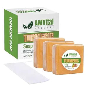 AMVital Turmeric Soap Bars for Face & Body, 3-Pack
