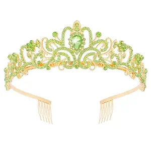 Didder Gold Green Rhinestone Princess Tiaras and Crowns for Women and Girls Birthday Tiara Crown Halloween Costume Party Wedding Prom Headpiece