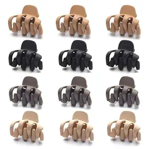 12 Pack Small Hair Claw Clips 1.2 Inch Matte Hair Clips for Thin Thick Hair