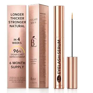 Advanced Eyelash Growth Serum with 4-Peptide Complex & 9 Botanicals, Lash Serum for Eyelash Growth to Boost Fuller, Thicker Lashes, Vegan Formula for Sensitive Eyes, 6 mL