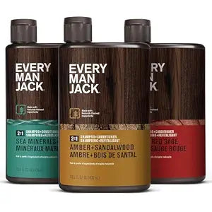 Every Man Jack Men's Shampoo & Conditioner 2-in-1, Variety, 13.5 oz (3pk)