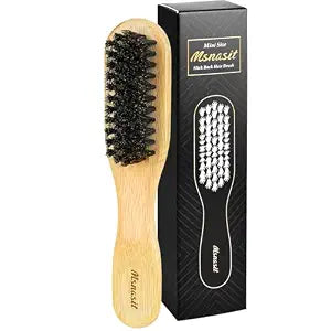 Bamboo Small Slick Back Hair Brush, Mini Size Boar Bristle Hairbrush