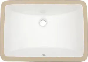 Dcolora Undermount Bathroom Sink Rectangle 18"x14" White Porcelain Ceramic Rectangular Vessel Sink Under Counter Lavatory Vanity Bath Sink Bowl Basin With Overflow