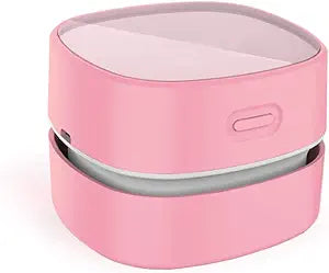 ODISTAR Desktop Vacuum Cleaner,Mini Table dust Sweeper Energy Saving,High Endurance up to 400 mins,Cordless&360 Rotatable Design for Cleaning Hairs,Crumbs,Computer Keyboard (Pink Charging)