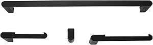 Globe Electric 63000010 4-Piece Bathroom Hardware Accessory Kit, Matte Black, Towel Bar, Toilet Paper Holder, Towel Ring, Robe Hook, Home Decor, Bathroom Set, Kitchen Dcor, Design Essentials