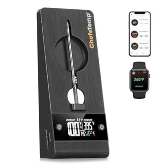 ChefsTemp ProTemp 2 Plus Needle Probe Wireless Meat Thermometer with Temperature Controller Unlimited Range Bluetooth & WiFi Enabled Smart Cooking Smoker Grilling BBQ Oven Kitchen (Stand + 1 Probe)