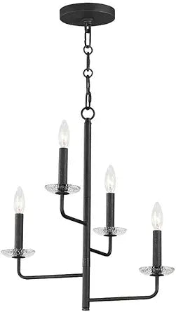 Maxim Lighting Madeira 4-Light Chandelier | Anthracite Steel Finish | Modern Indoor Light Fixture | Ideal for Dining Rooms & Entryways | Home Decor Ceiling Fixture | Madeira Collection | 12324TCAR