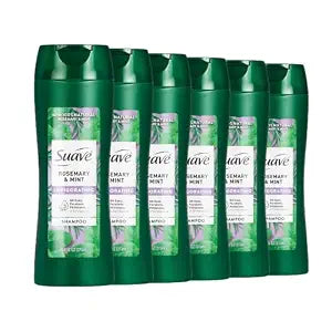 Suave Invigorating Shampoo with Rosemary & Mint, Refreshing & Replenishing Care for Healthy-Looking Hair, No Parabens, Phthalates, or Dyes, 6 Pack of 12.6 FL OZ Bottles