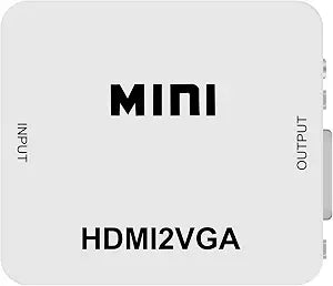 Female HDMI in to Female VGA Out Adapter with 3.5mm Audio Port (PC HDMI Source Output to VGA TV) for Old Computer Monitor Laptop Projector 1080P Video