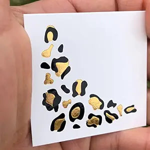 Metallic Gold Leopard Print Under Eye Temporary Tattoos/Great for Cheerleading - Dancers - Team Spirit - School Spirit (Gold & Black Leopard 48pk)