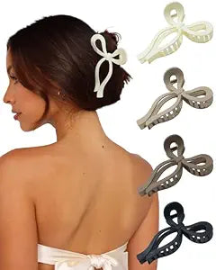 4 PCS Bow Hair Claw Clip for Women, 5.1" Jumbo Claw Clips for Thick Hair
