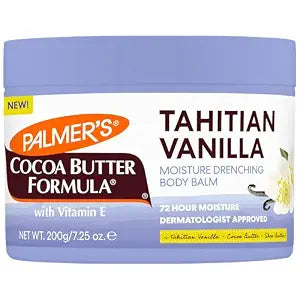 Palmers Cocoa Butter Formula, Tahitian Vanilla Moisture Drenching Body Balm (7.25 oz), Warm Vanilla Body Moisturizer for Dry Skin, Softens & Nourishes, 72-Hour Moisture, Dermatologist Approved