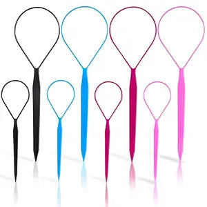 Topsy Tail Hair Tool Set, Ponytail Maker Loop Styling Tools, 2 Sizes, Multicolor, 8 Piece