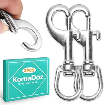 2 Pack 3.5 Inch Heavy Duty Swivel Snap Hooks, Bolt Snap Clips for Dog Leashes, Pet Collars, Ropes & Chains - Durable Dog Leash Hardware, Prong Collar Safety Backup, Pet Accessory