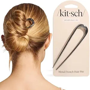 Kitsch French Hair Pins for Women | Secure Hold All Day - Hematite, 1pc