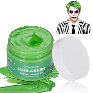 Halloween Joker Lime Green Temporary Hair Color Dye,Washable Temporary Green Hair for St Patrick's Day,Instant DIY Hair Coloring Gel Cream for Cosplay Costume Carnival