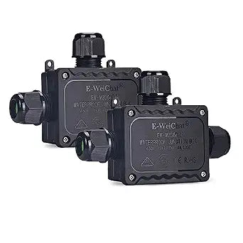 Junction Box Outdoor Waterproof Electrical Box,3-Way,IP68 Black Outdoor M25 coaxial Connector,for Cable 0.2-0.55in UL Listed(2Pack)