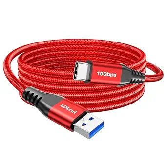LDLrui USB C Data Cable 10Gbps, 10ft, 1-Pack, Red, Braided