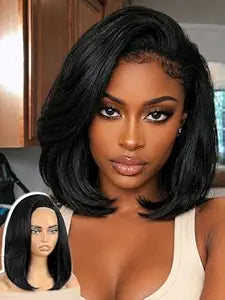 FANCEE Yaki Straight Half Wig for Black Women Synthetic Glueless Bob Wig