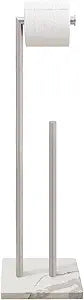 Gzila Free Standing Toilet Paper Holder Stand with Reserve, Heavy Weighted Marble Base Design, Bathroom Stands Tissue Rolls Holder, 304 Stainless Steel Brushed Nickel
