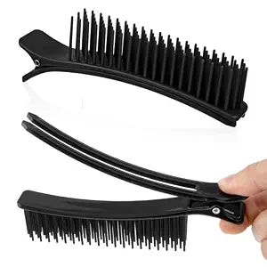 Hair Sectioning Clips Set (2 Pcs) - Professional Grip Clips for Hairstyling, Cutting, Coloring at Salon or Home (Black)