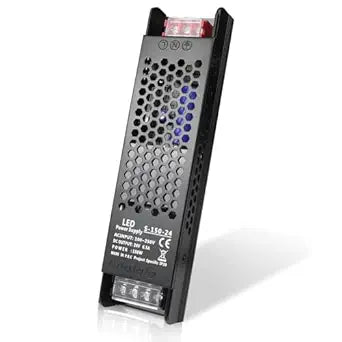 LED Driver 24V 150W 6.5A Slim LED Power Supply, AC 100-250V to 24V DC Adapter, Constant Voltage Transformer for LED Strip Lights, Cabinet Lighting and Display Lighting