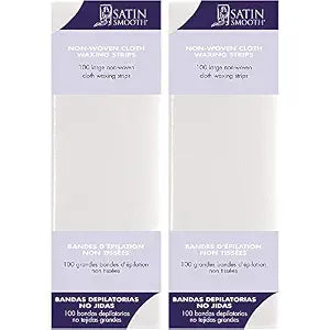 Satin Smooth Large Non-Woven Wax Strips, Hair Removal, White, 100Ct 2 Pack