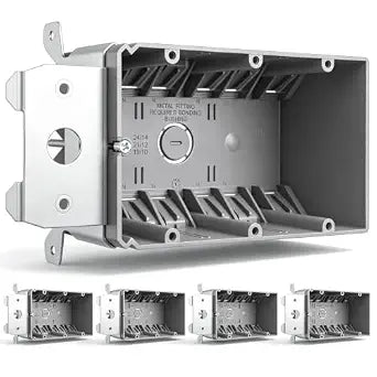 Tellegloww 5 Pack 3-Gang/49 Cu. in Adjustable Electrical Outlet Box, Gray