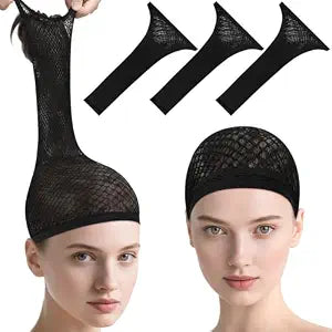 MORGLES 3 Pcs Black Wig Caps for Long Hair, Non Slip Mesh Hair Nets Cosplay